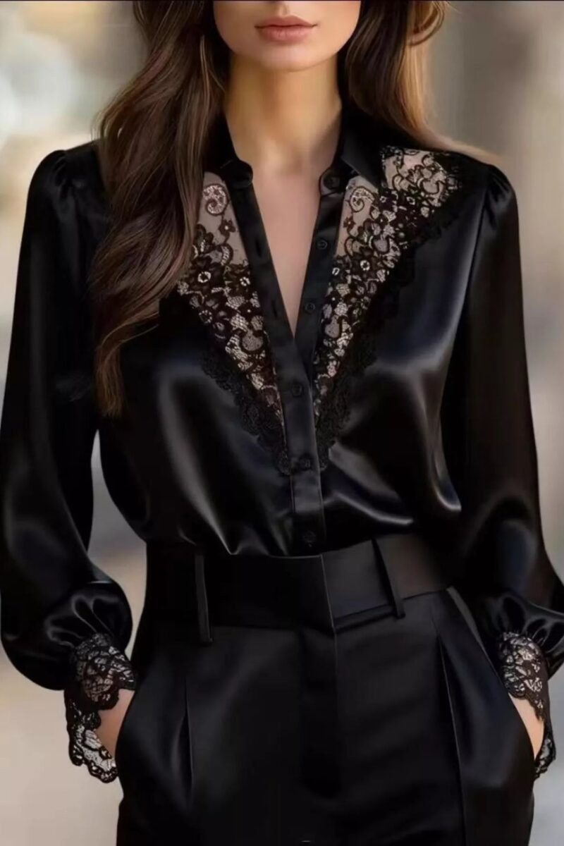 Retro Romance Lace Satin Top | Black or White