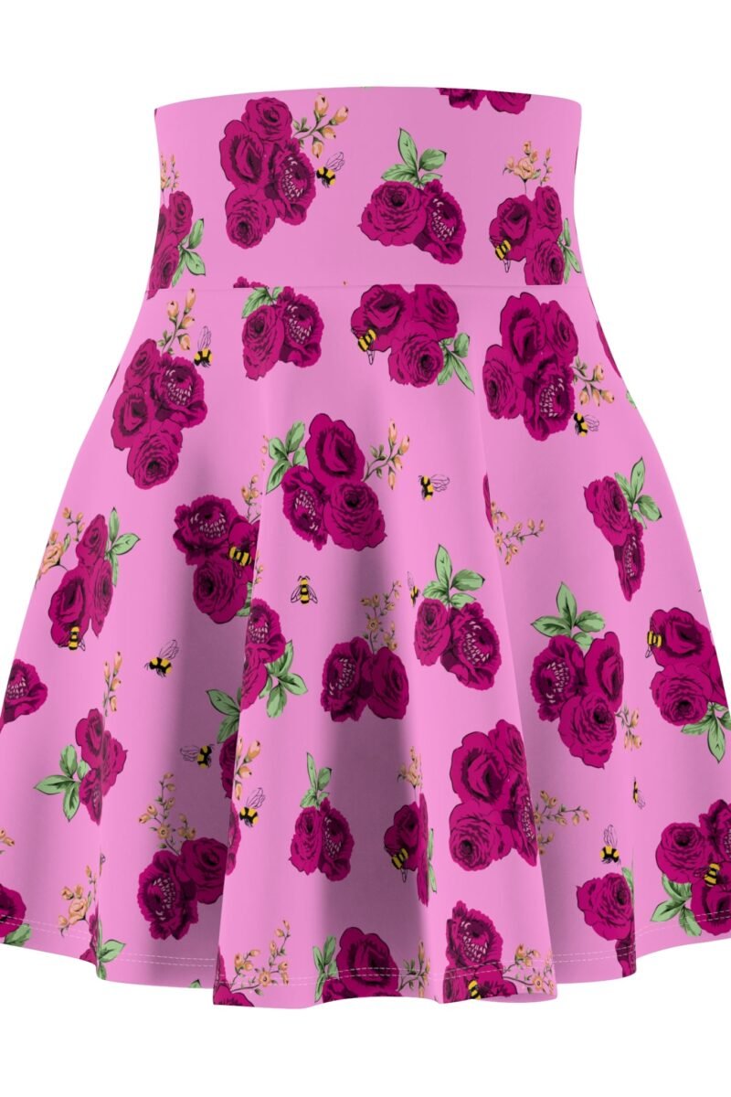 Louisa Pink Bee Floral Skater Skirt Swim Coverup