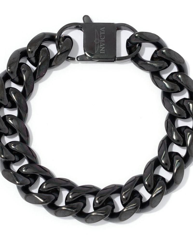 Invicta Jewelry Men's Stainless Steel Choice of Size Heavy Curb Link Bracelet