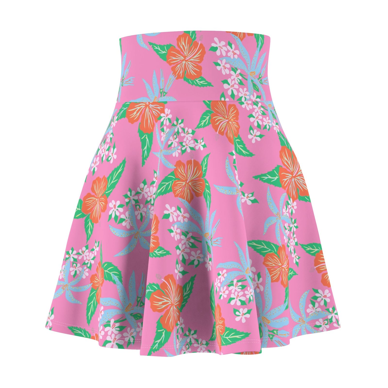 Louisa Pink Tropical Hibiscus Skater Skirt Swim Coverup