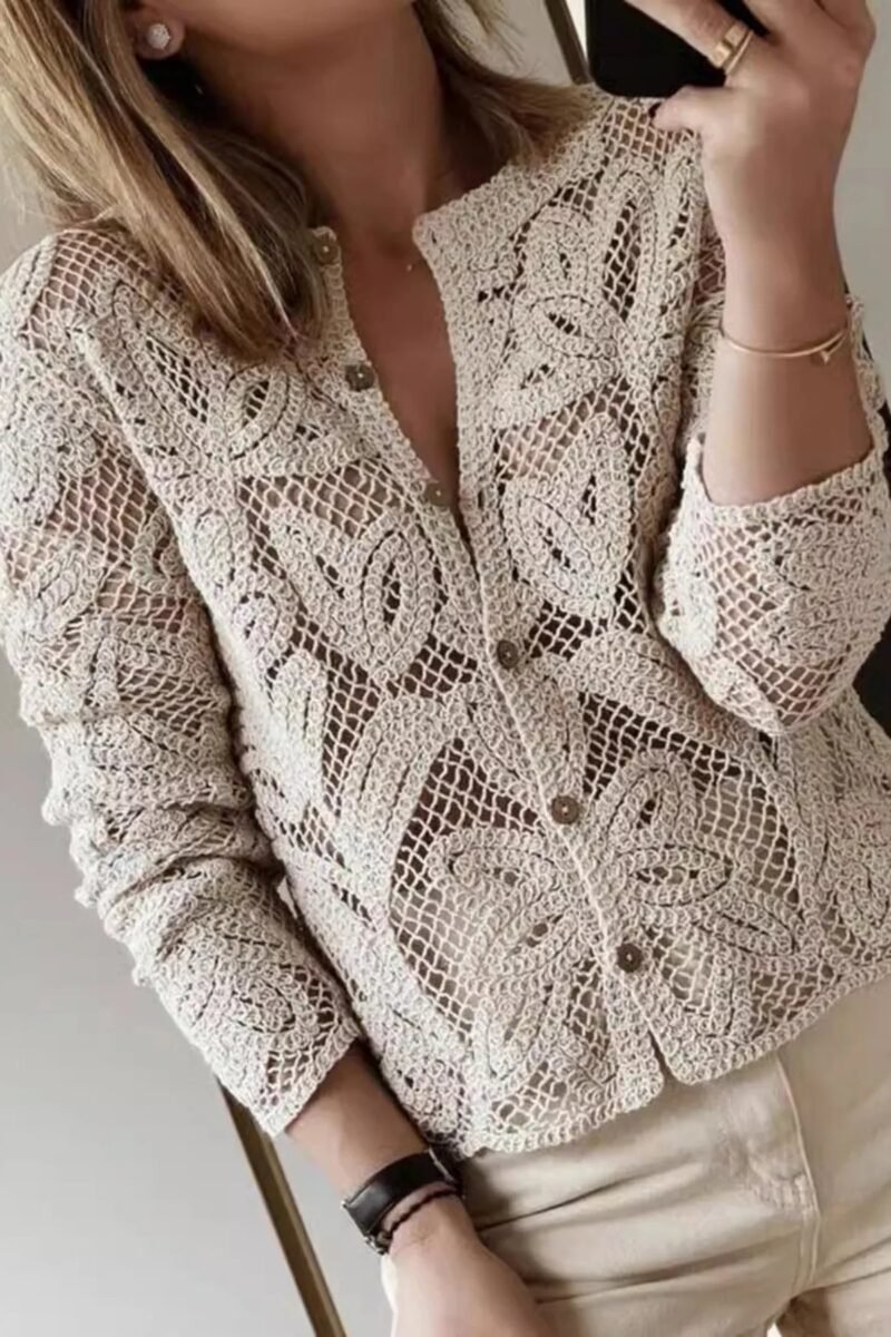 Kiara Crochet Button-Up Shirt