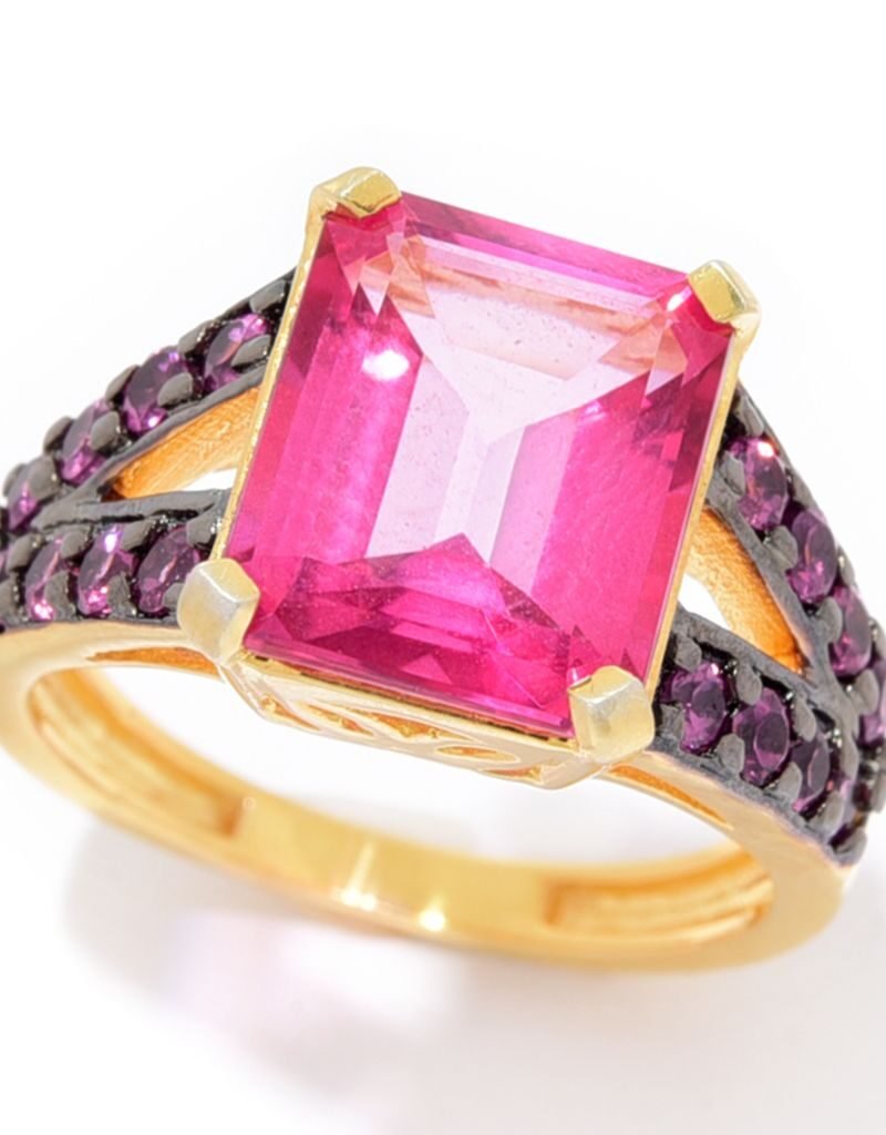 18K Gold Plated Choice of 11x9mm Octagon Gemstone Split Shank Ring