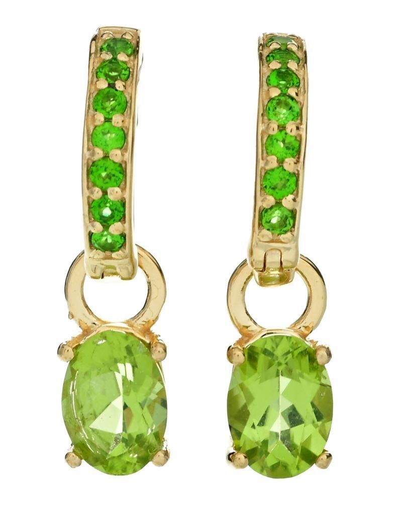 18K Gold Plated 1.82ctw Arizona Peridot & Chrome Diopside Charm Earrings