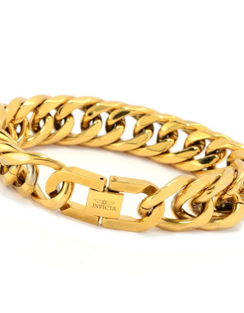 Invicta Men's Stainless Steel Beveled Cuban Curb Chain Bracelet