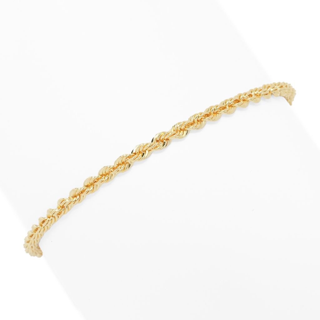 Toscana Italiana 18K Gold Plated Choice of Size Rope Chain Bracelet