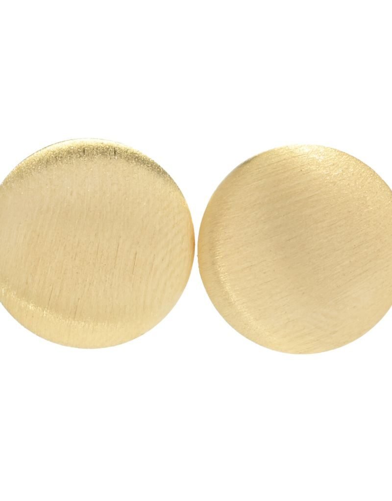 Toscana Italiana 18K Gold Plated Setosa Finish Button Stud Earrings