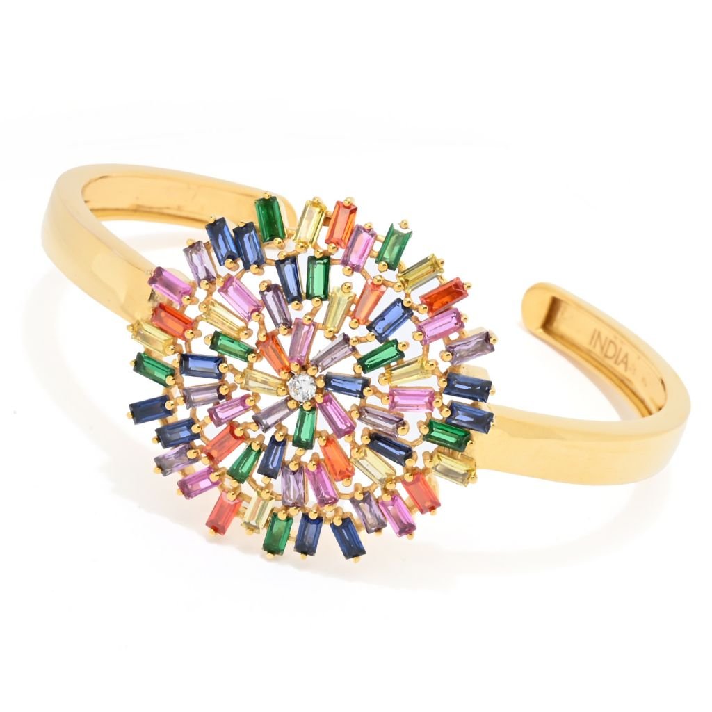 Color Crush 18.34 DEW Simulated Gemstone Cuff Bracelet