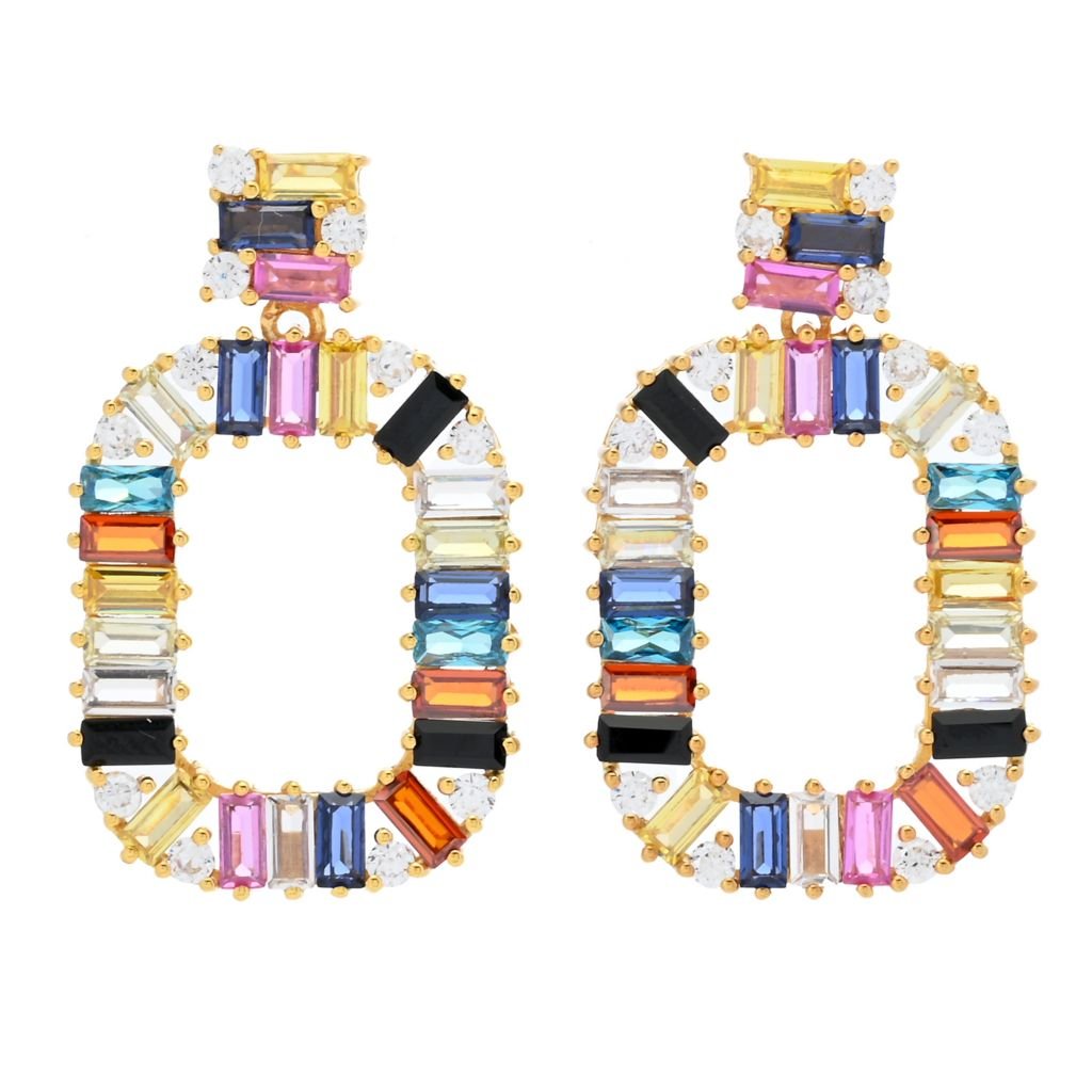 Color Crush Gem Baguette Open Drop Earrings
