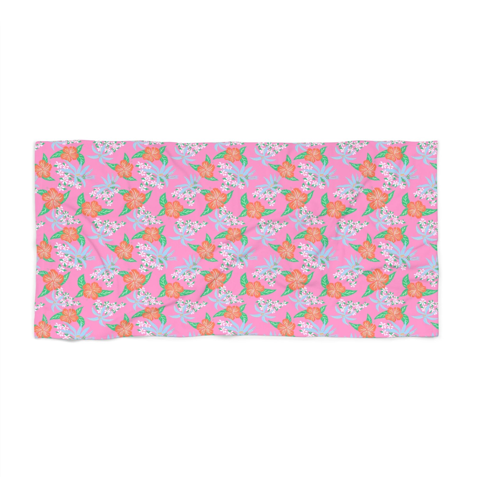 Arden Pink Tropical Hibiscus Beach & Bath Towel
