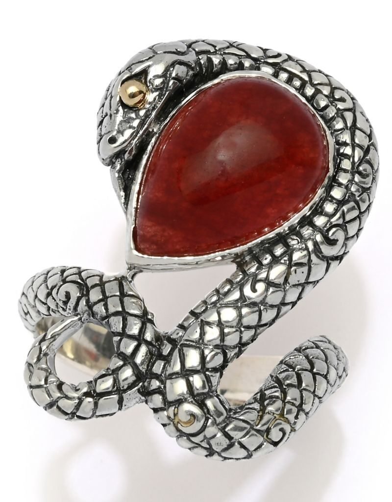 Artisan Silver by Samuel B. Choice of 14x10mm Gemstone Year of the Snake Ring