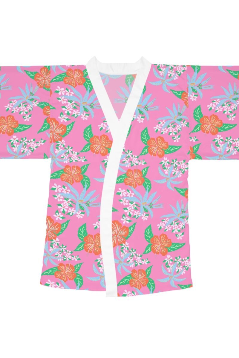 Pink Tropical Hibiscus Kimono Robe