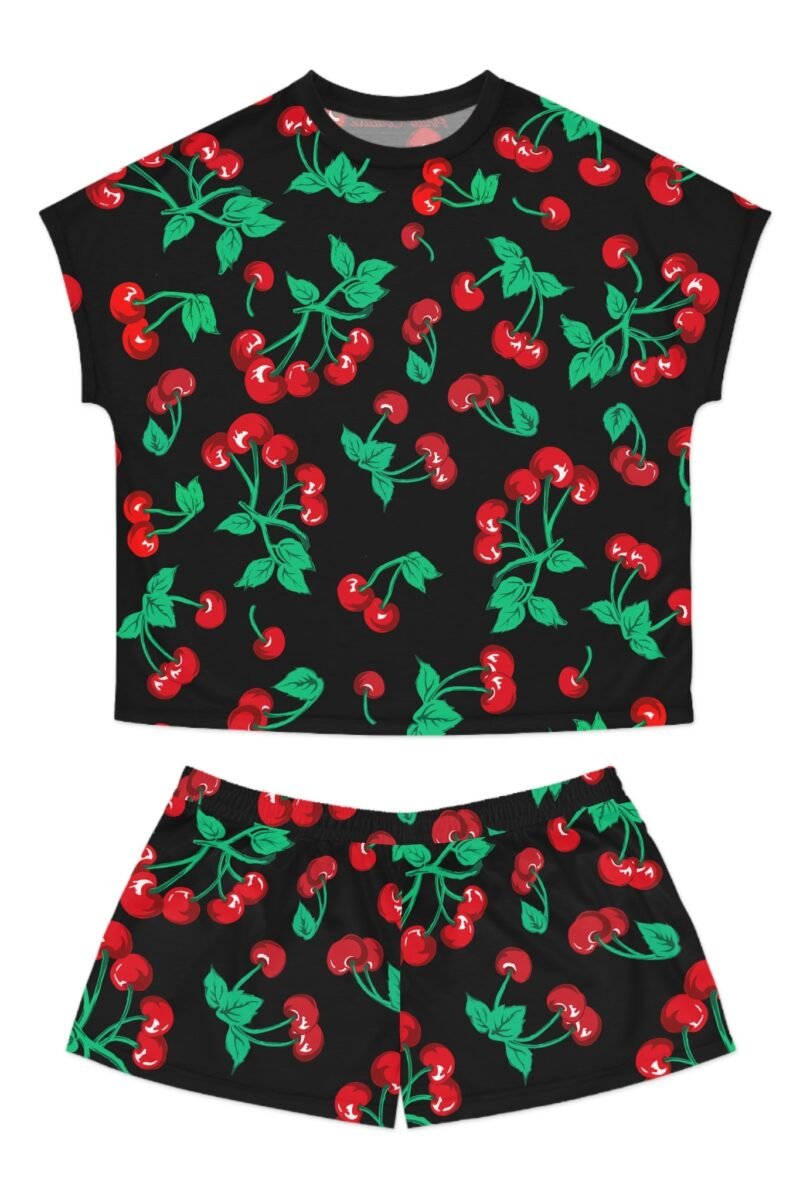 TGIF Sleepover PJs in Black Cherry Girl Tee & Pajama Shorts-Set