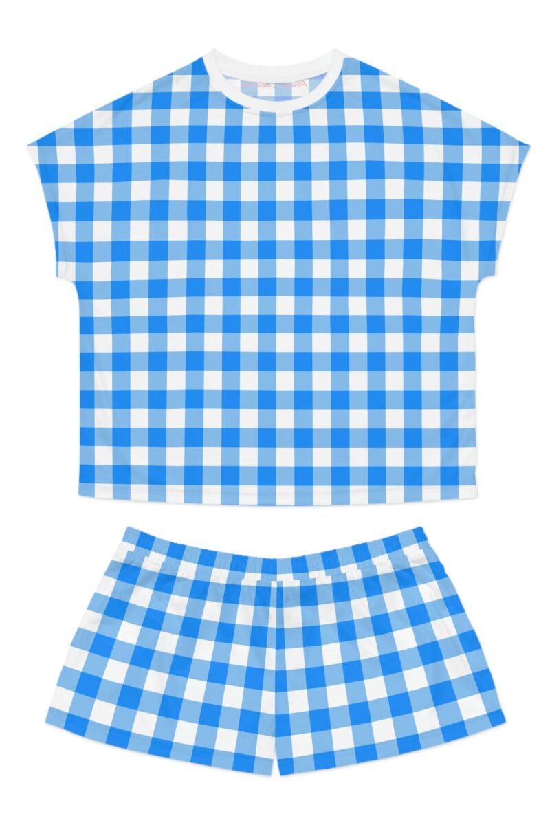 TGIF Sleepover PJs in Beyond Blue Gingham Tee & Pajama Shorts-Set