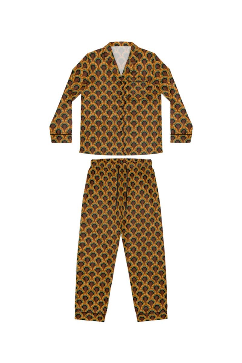 Pajama Game in Room 237 Print Satin 2 Piece Button Up PJ Set