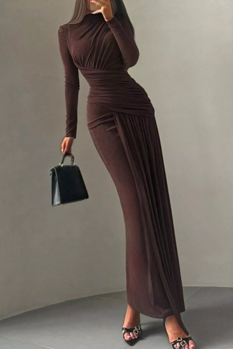Ruched Long-Sleeve Maxi Dress | 3 Colors