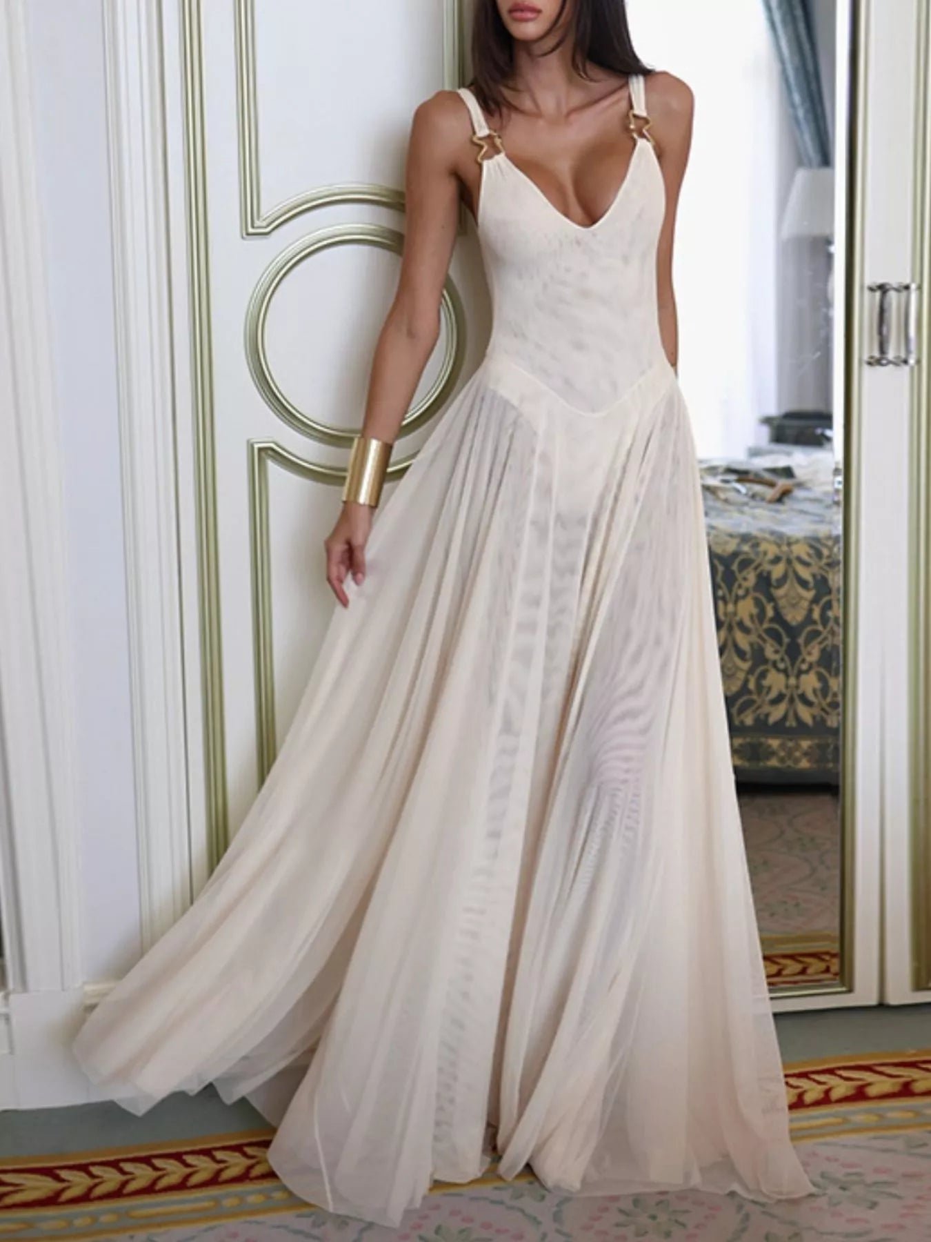 Midnight Heiress Sheer Maxi Gown | Black or White