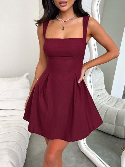 Arabella Devine Bow Back Square Neck Mini Dress | 4 Colors