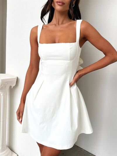 Arabella Devine Bow Back Square Neck Mini Dress | 4 Colors