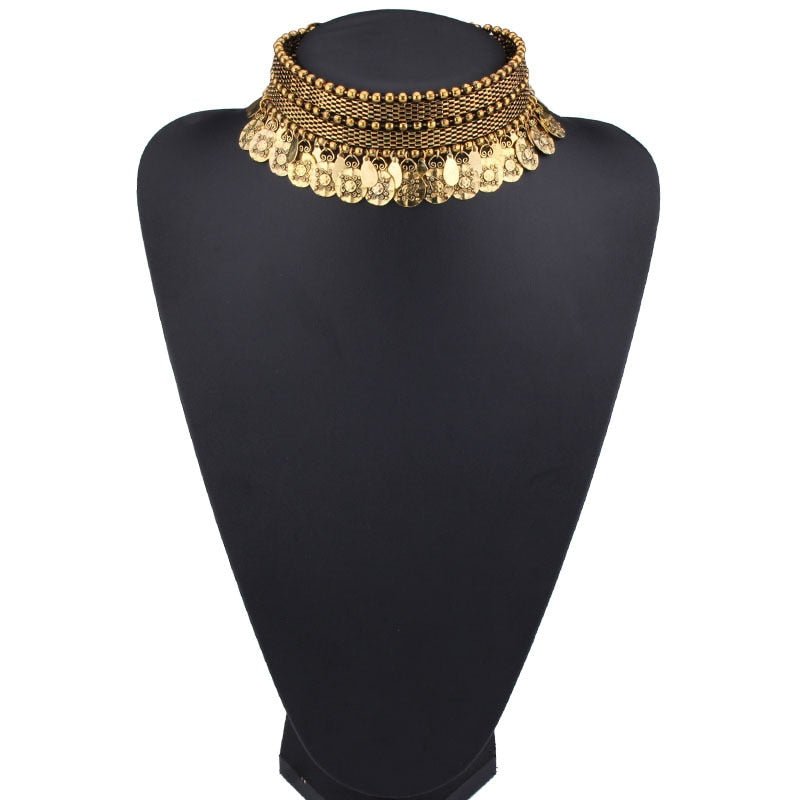 Vintage Boho Coin & Tassel Necklace | Gold or Silver