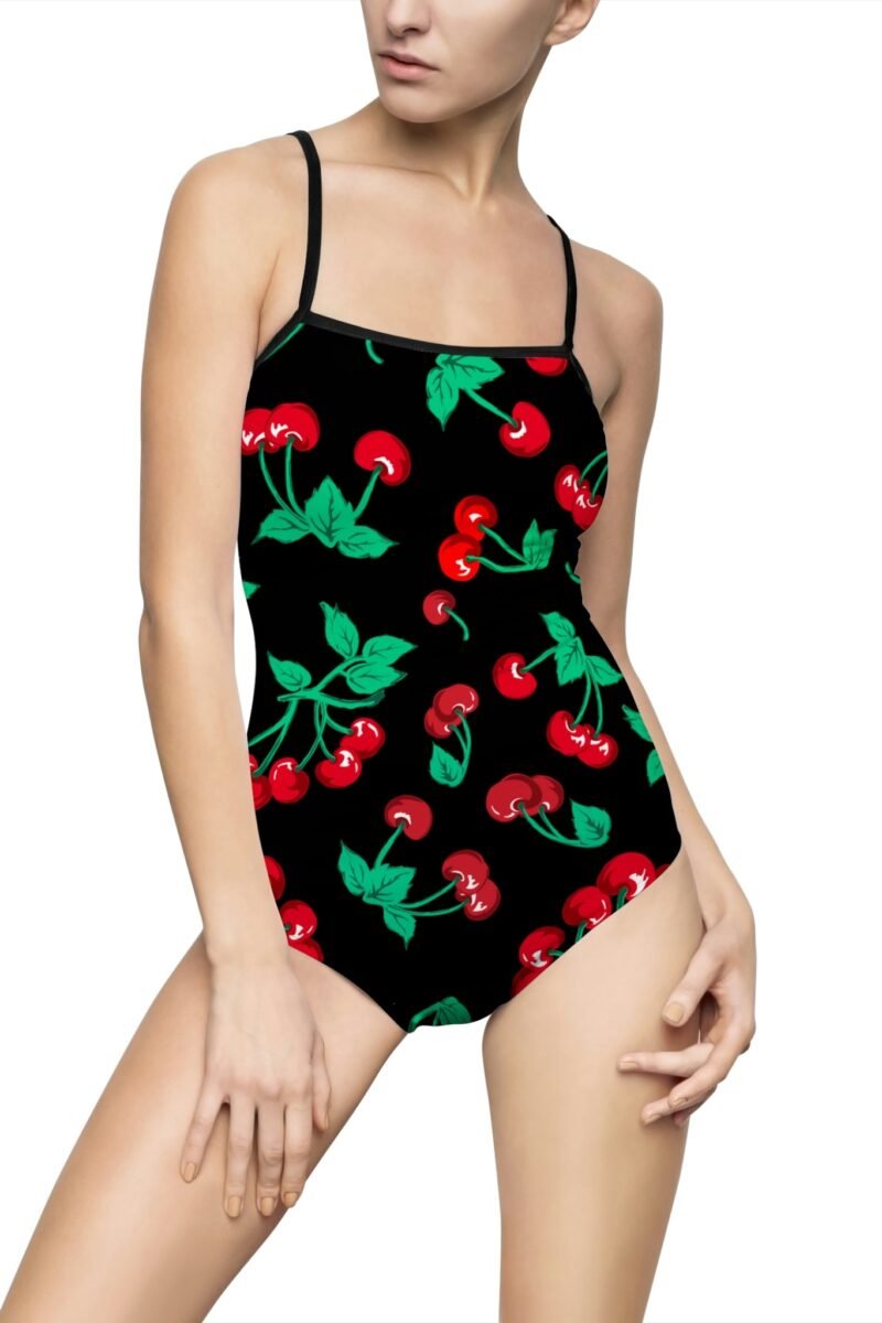 Devon Black Coffee Cherry Girl Strappy One-piece Swimsuit