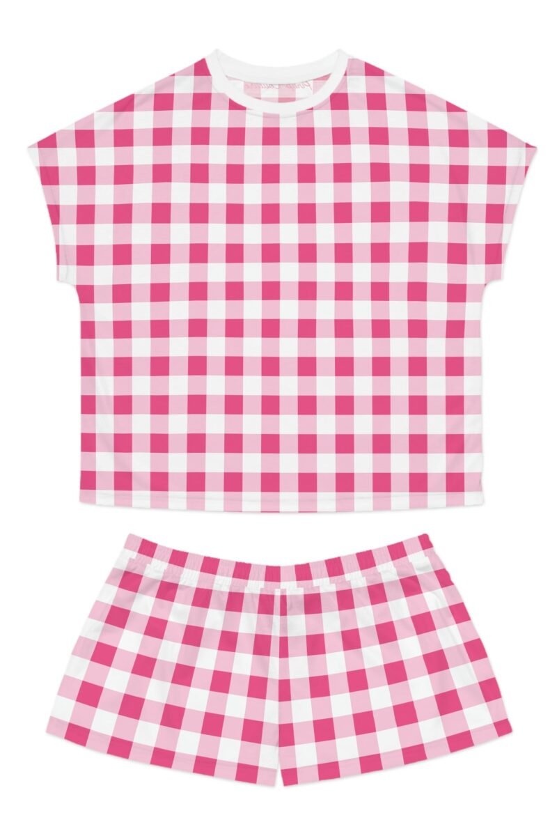 TGIF Sleepover PJs in Everything Nice Pink Gingham Tee & Pajama Shorts-Set