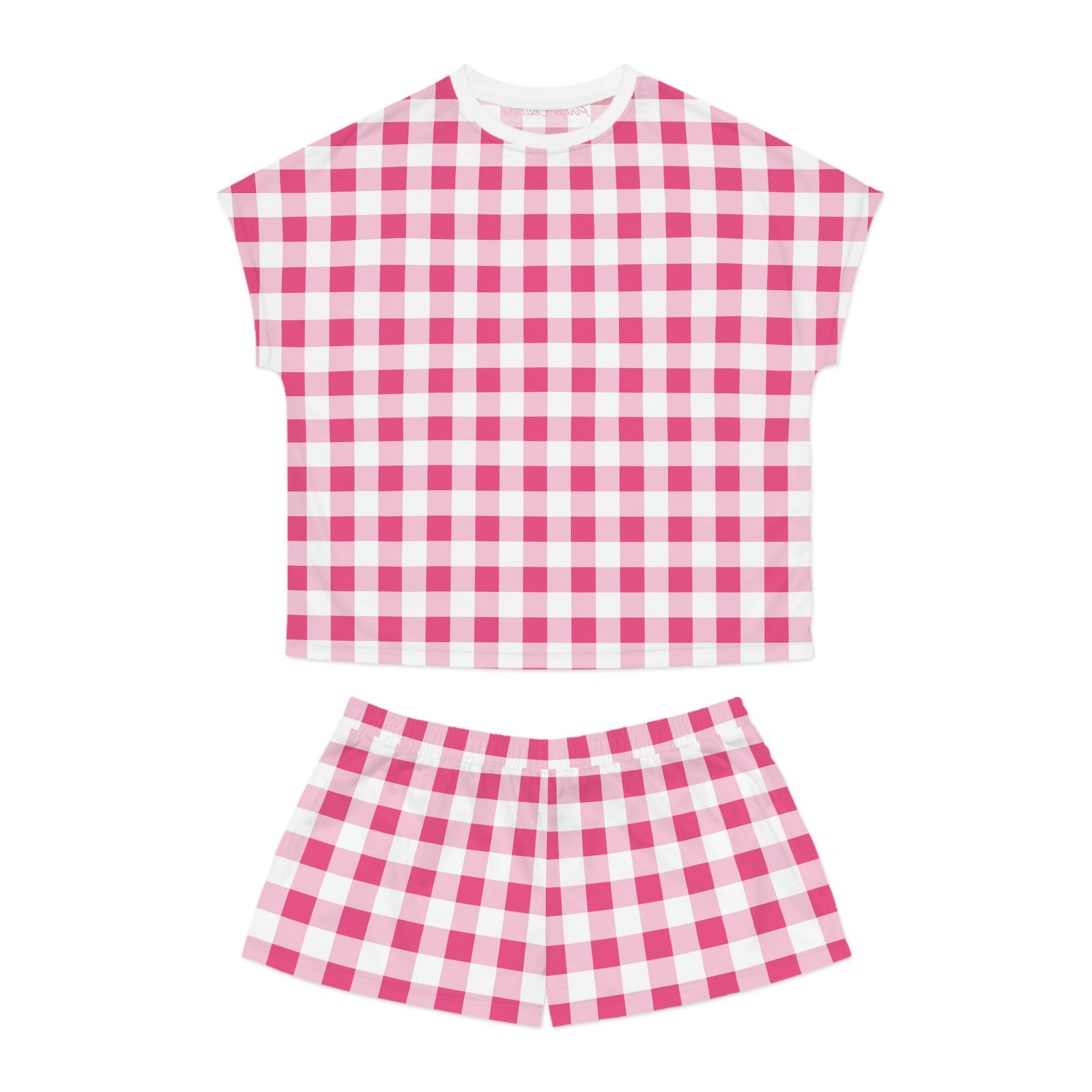 TGIF Sleepover PJs in Everything Nice Pink Gingham Tee & Pajama Shorts-Set