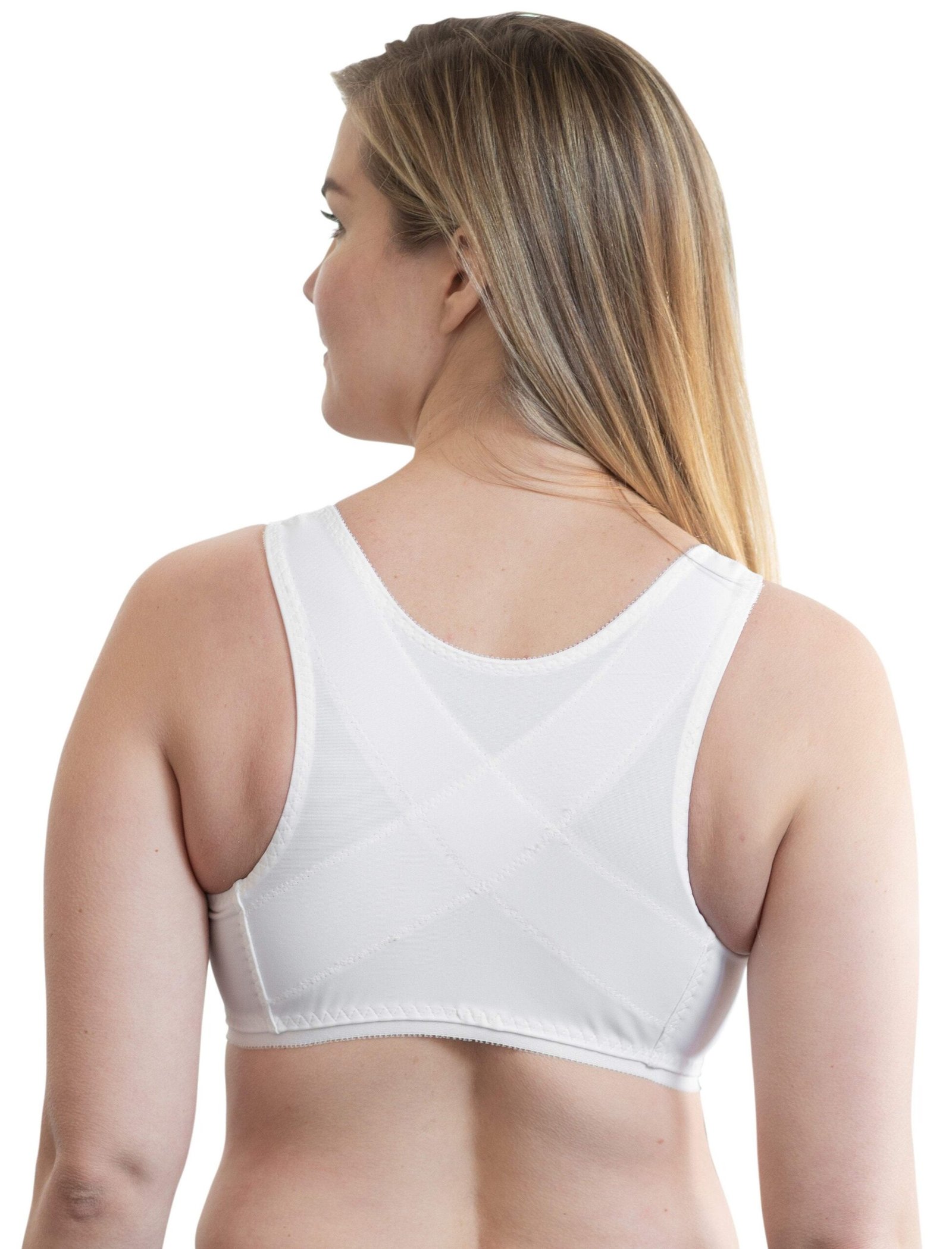 Front-Closure Bandeau Bra in White