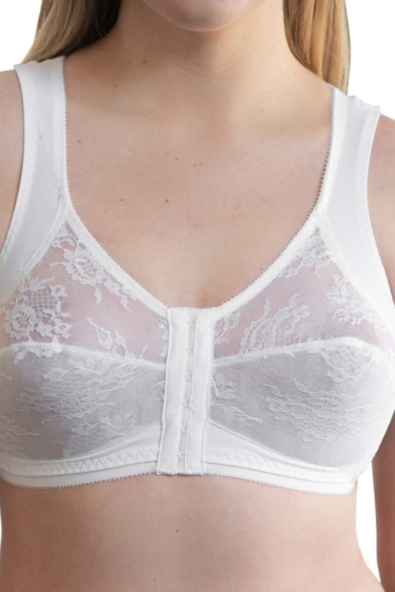 Front-Closure Bandeau Bra in White