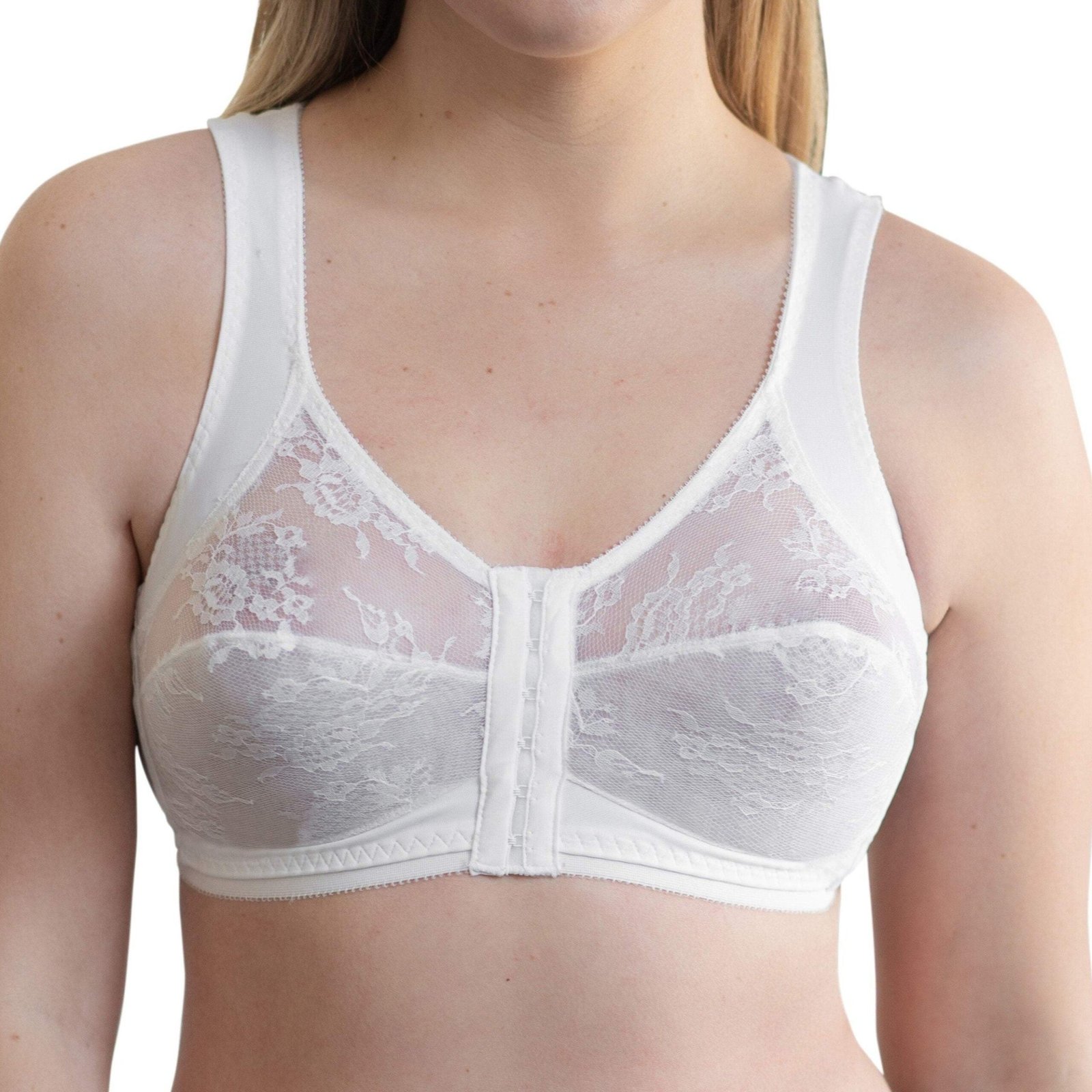 Front-Closure Bandeau Bra in White