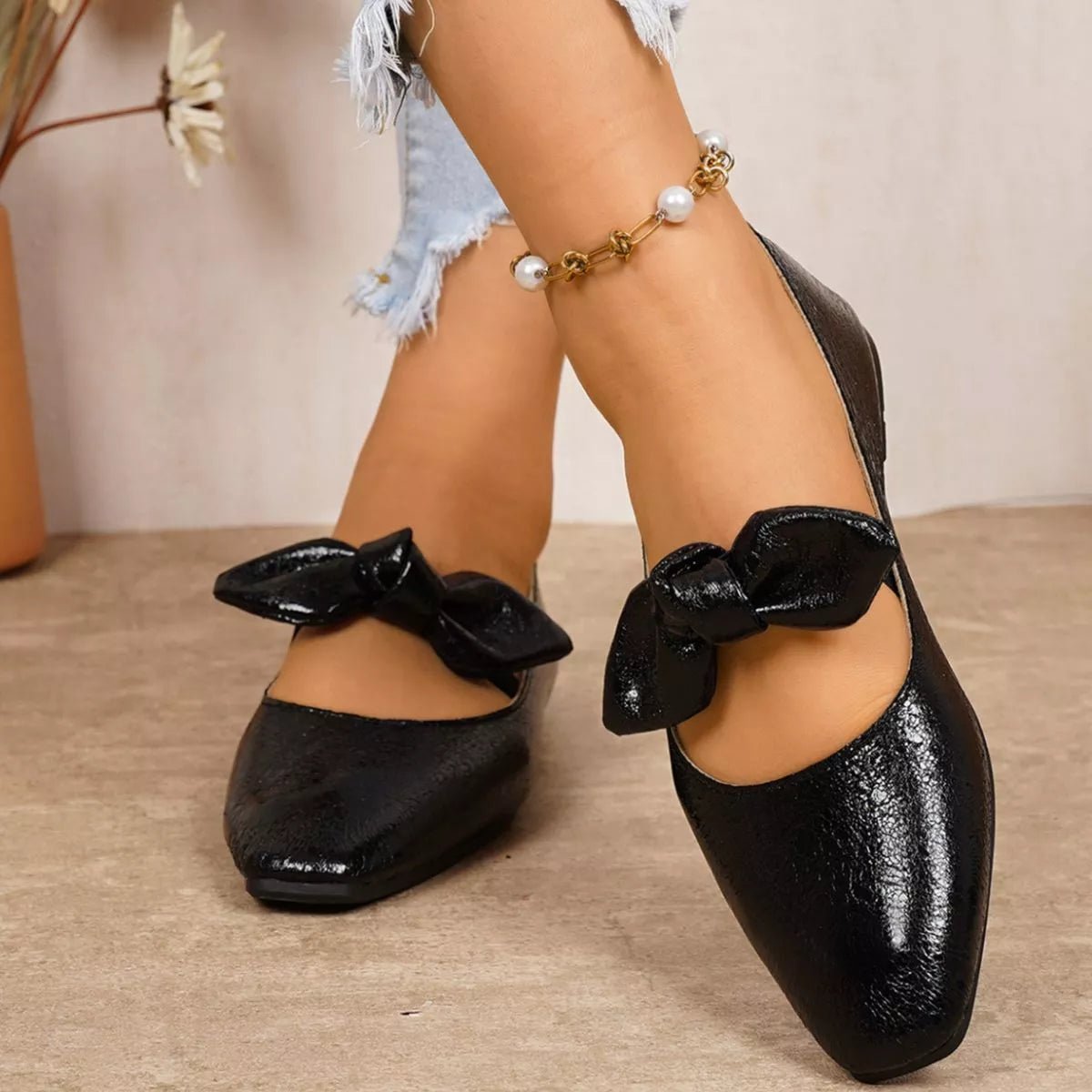 Bow Square-Toe Slip-On Flats | 3 Colors