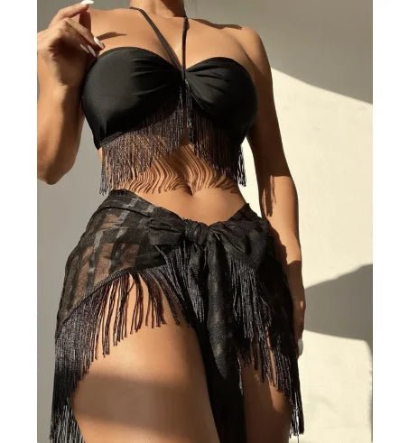 Tassel Charm Three-Piece Bikini Set | 3 Colors