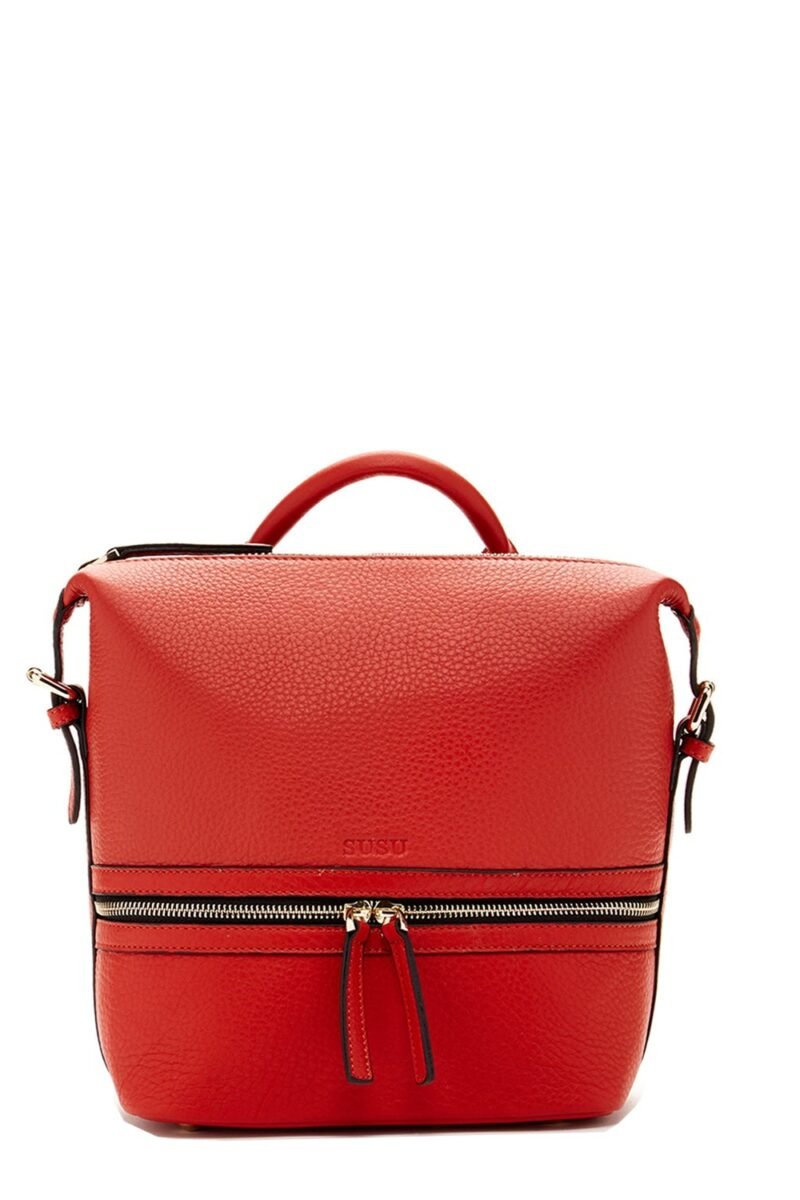Ashley Red Leather Backpack Purse