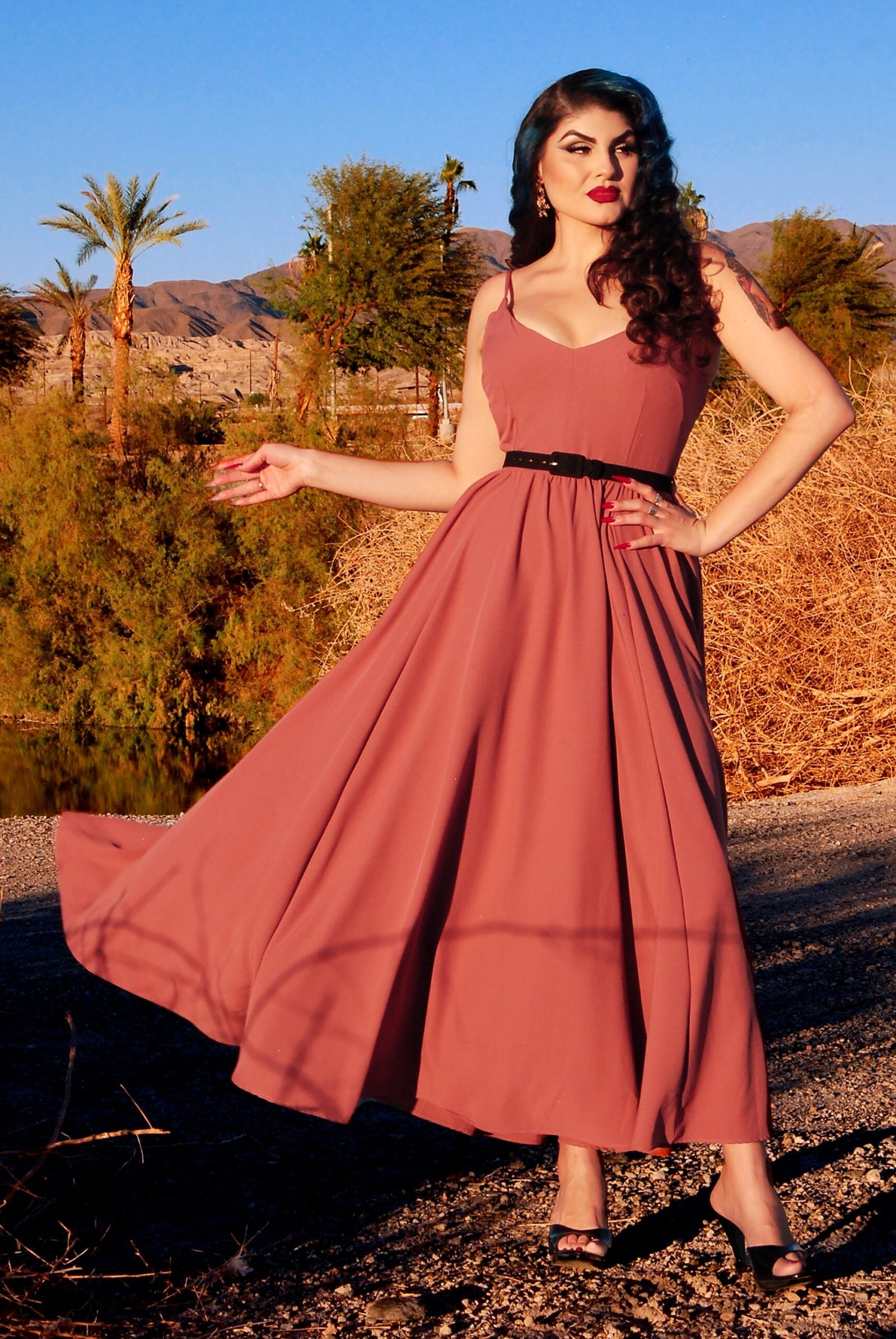 Amalie Ballerina Daytime Maxi Gown in Mulberry Pink