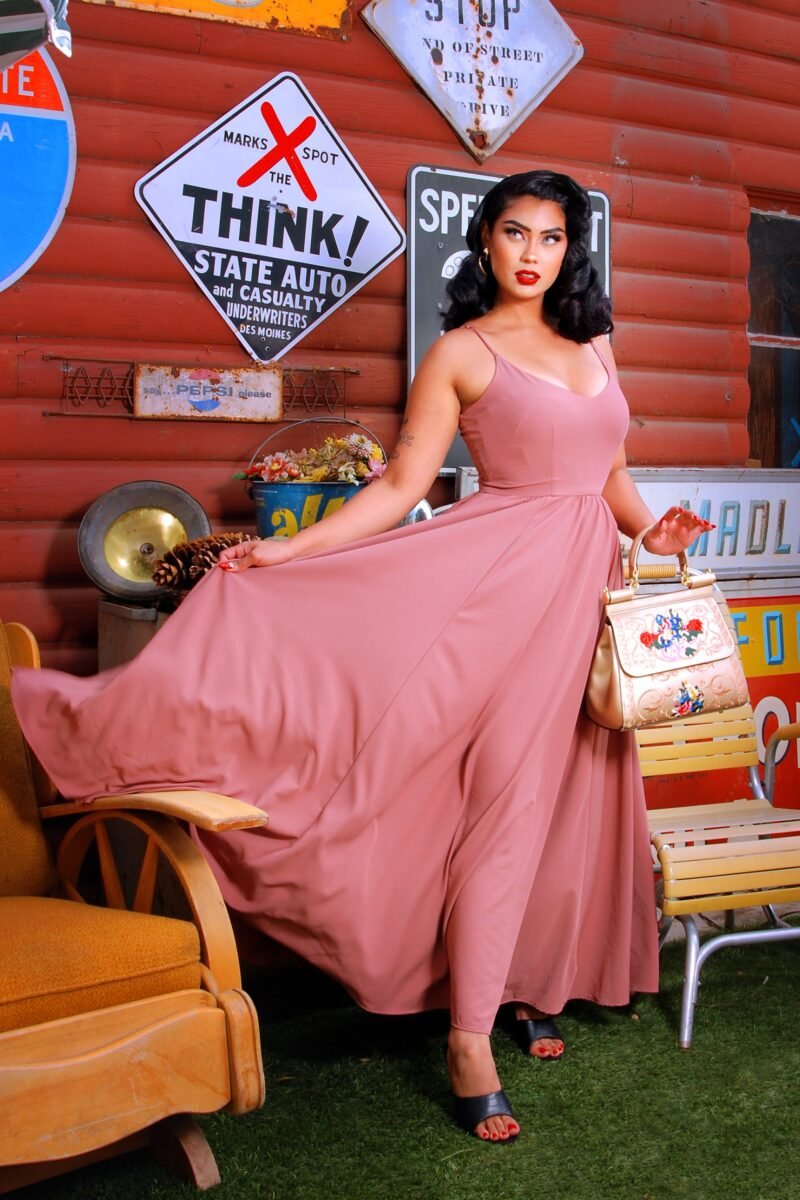 Amalie Ballerina Daytime Maxi Gown in Mulberry Pink