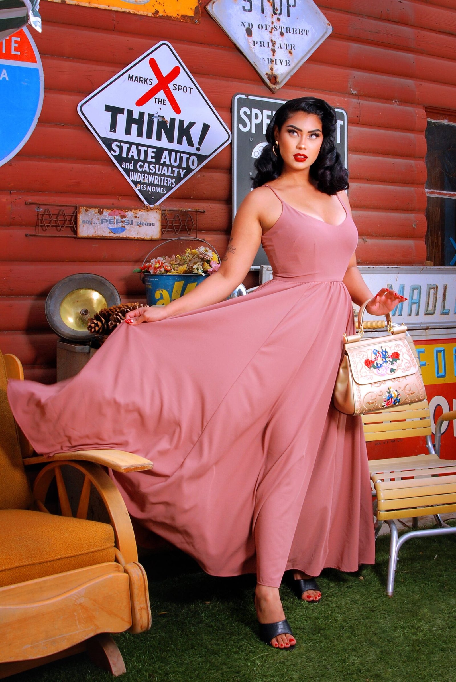 Amalie Ballerina Daytime Maxi Gown in Mulberry Pink