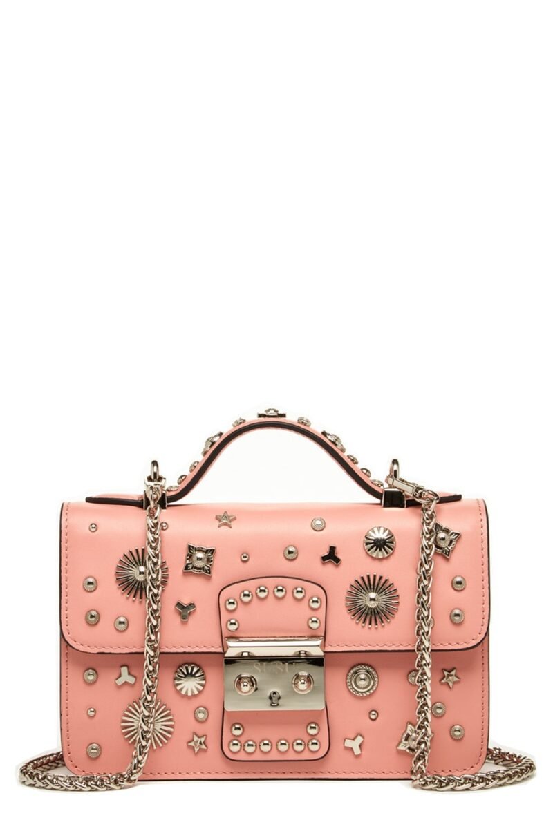 The Hollywood Leather Crossbody Bag Pale Pink