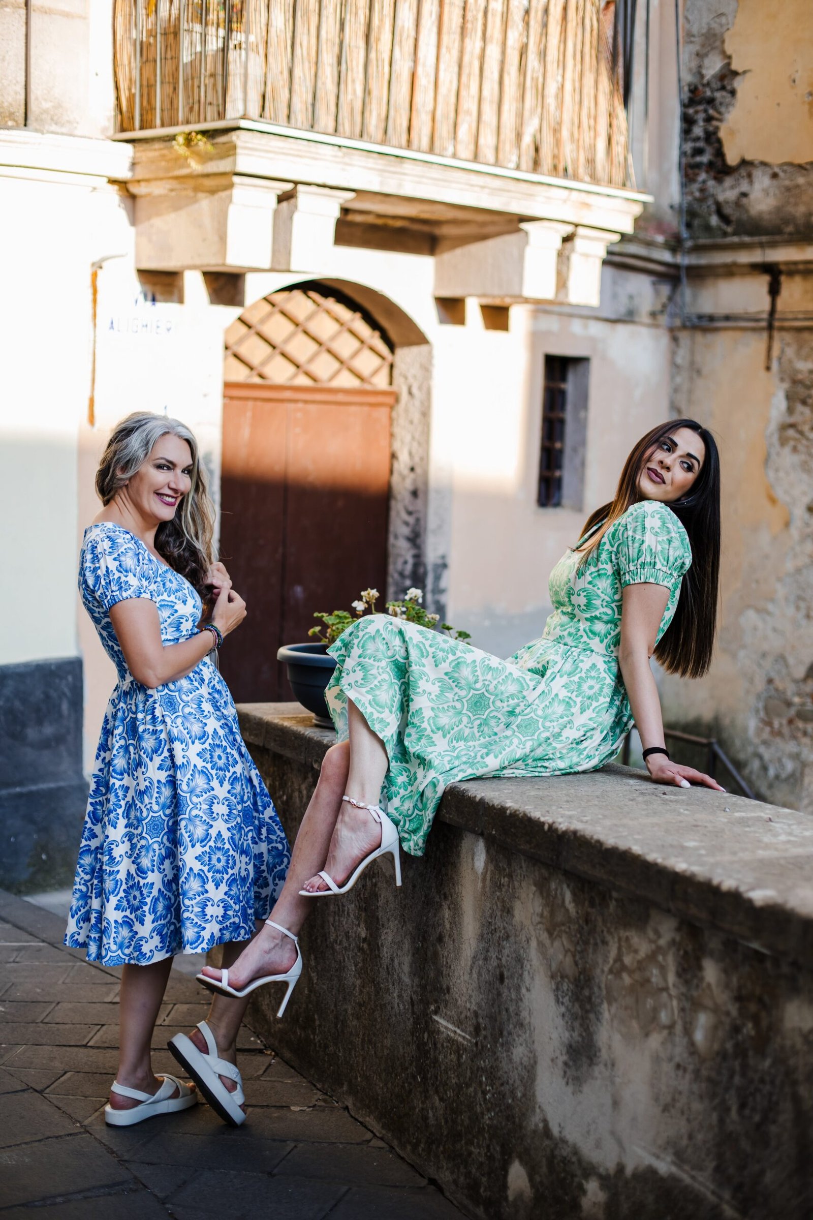 Amara Swing Dress in Green Noto Tile