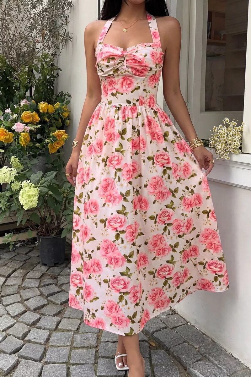 Floral Halter Midi Dress