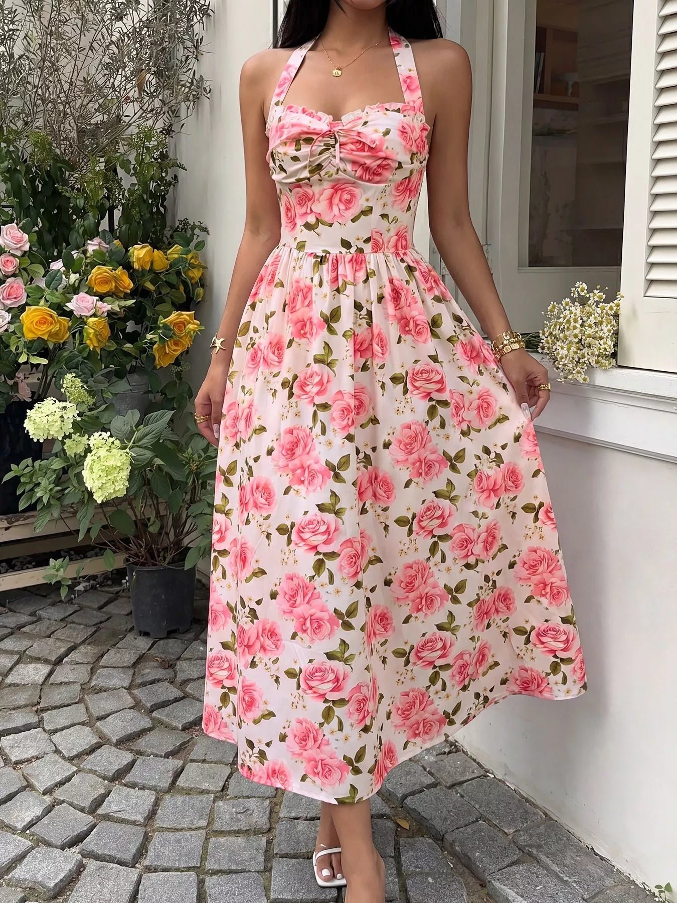 Floral Halter Midi Dress
