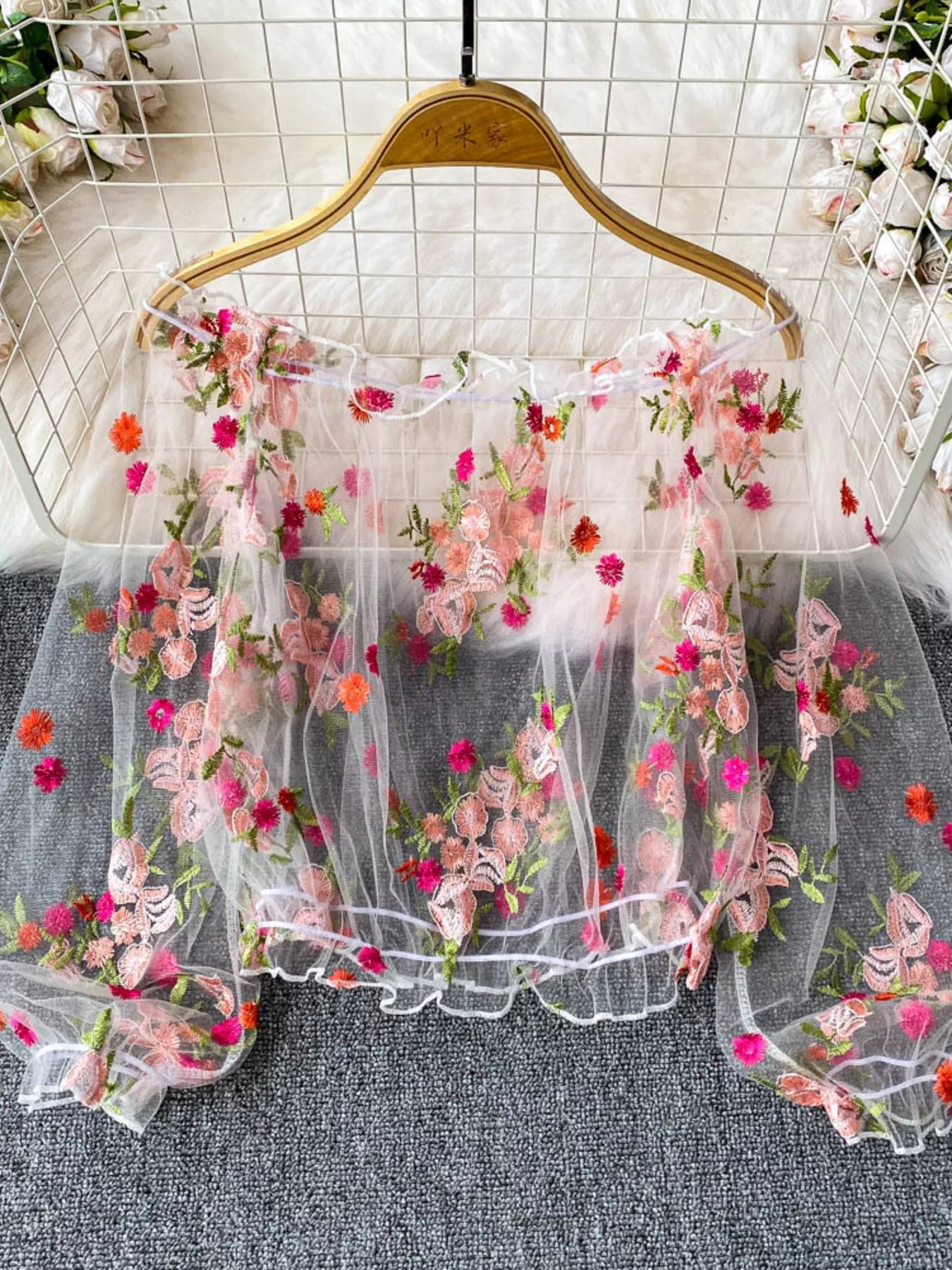 Floral Embroidered Mesh Off-Shoulder Top | 3 Colors