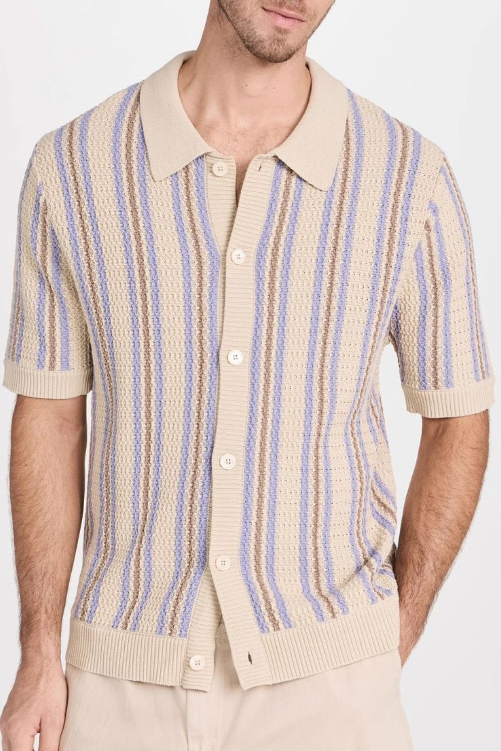 Como Men's Plus Size Striped Button Down Short Sleeve Shirt| Poundton
