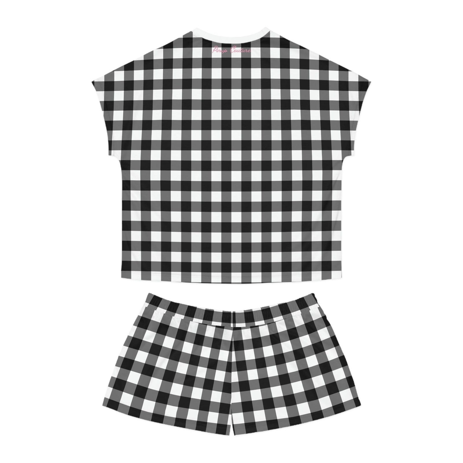 TGIF Sleepover PJs in Badass Black Gingham Tee & Pajama Shorts-Set