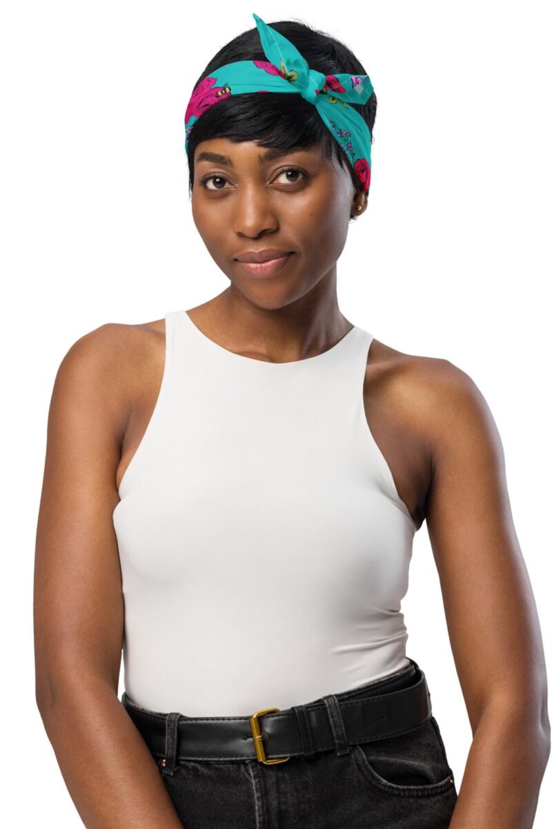 Cyndi Turquoise Bee Floral Bandana