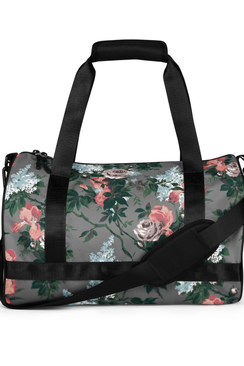 Hillary Overnighter Carry On Workout Duffle Bag in Grey Bella Roses