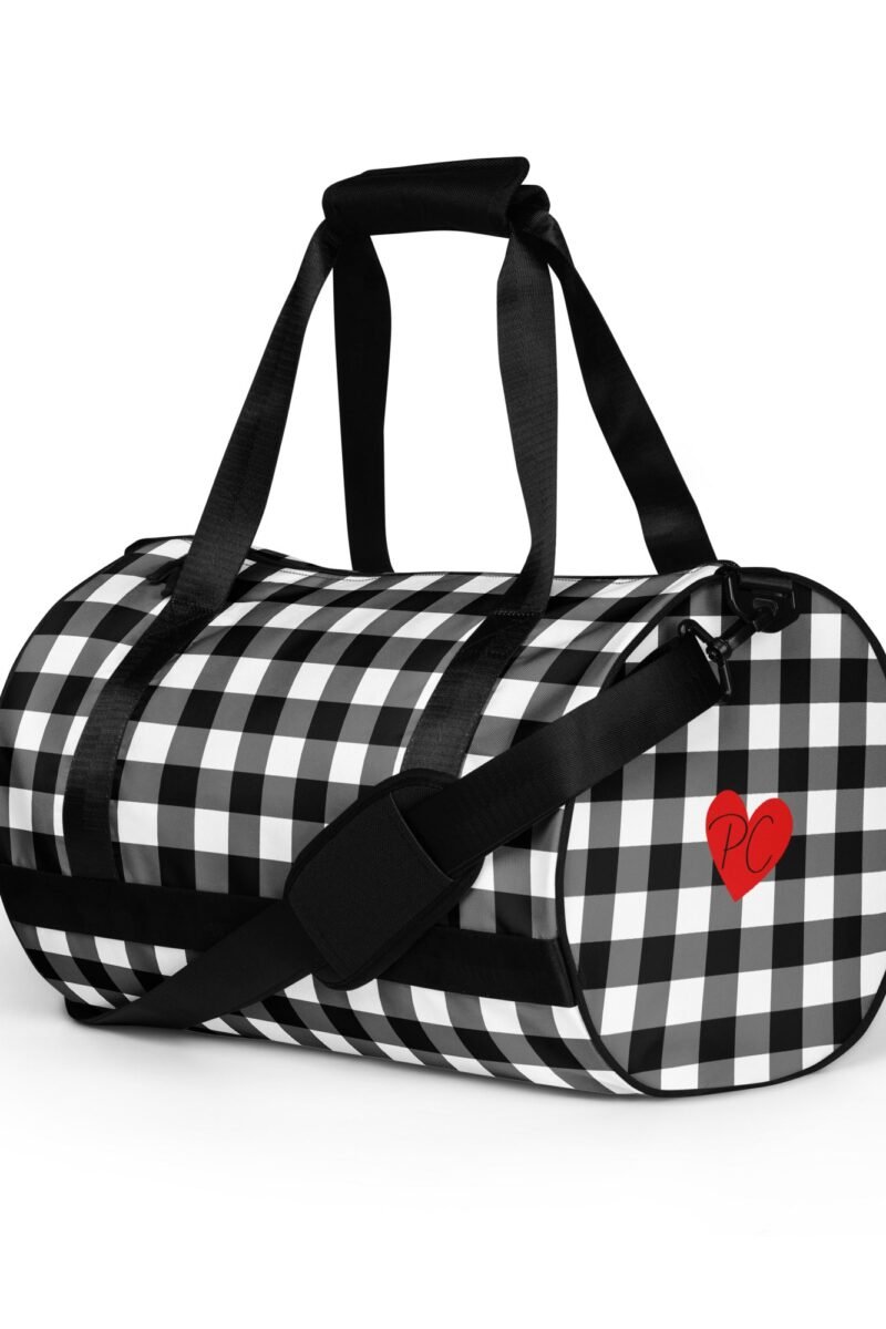 Badass Black Gingham Gym Duffle Workout Bag