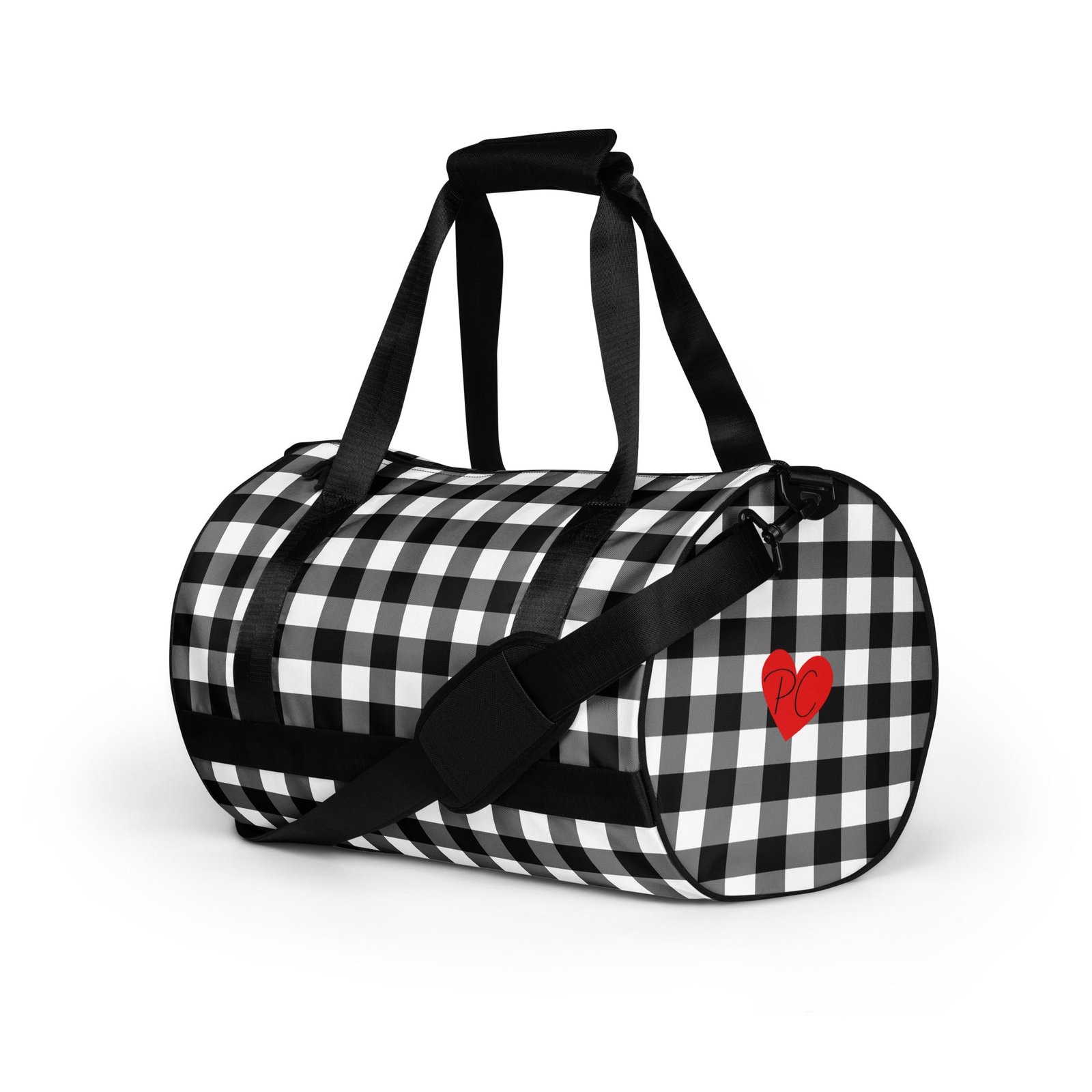 Badass Black Gingham Gym Duffle Workout Bag