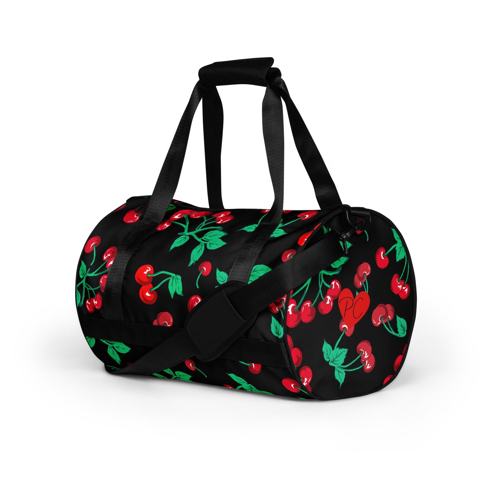 Black Coffee Cherry Girl Gym Duffle Workout Bag