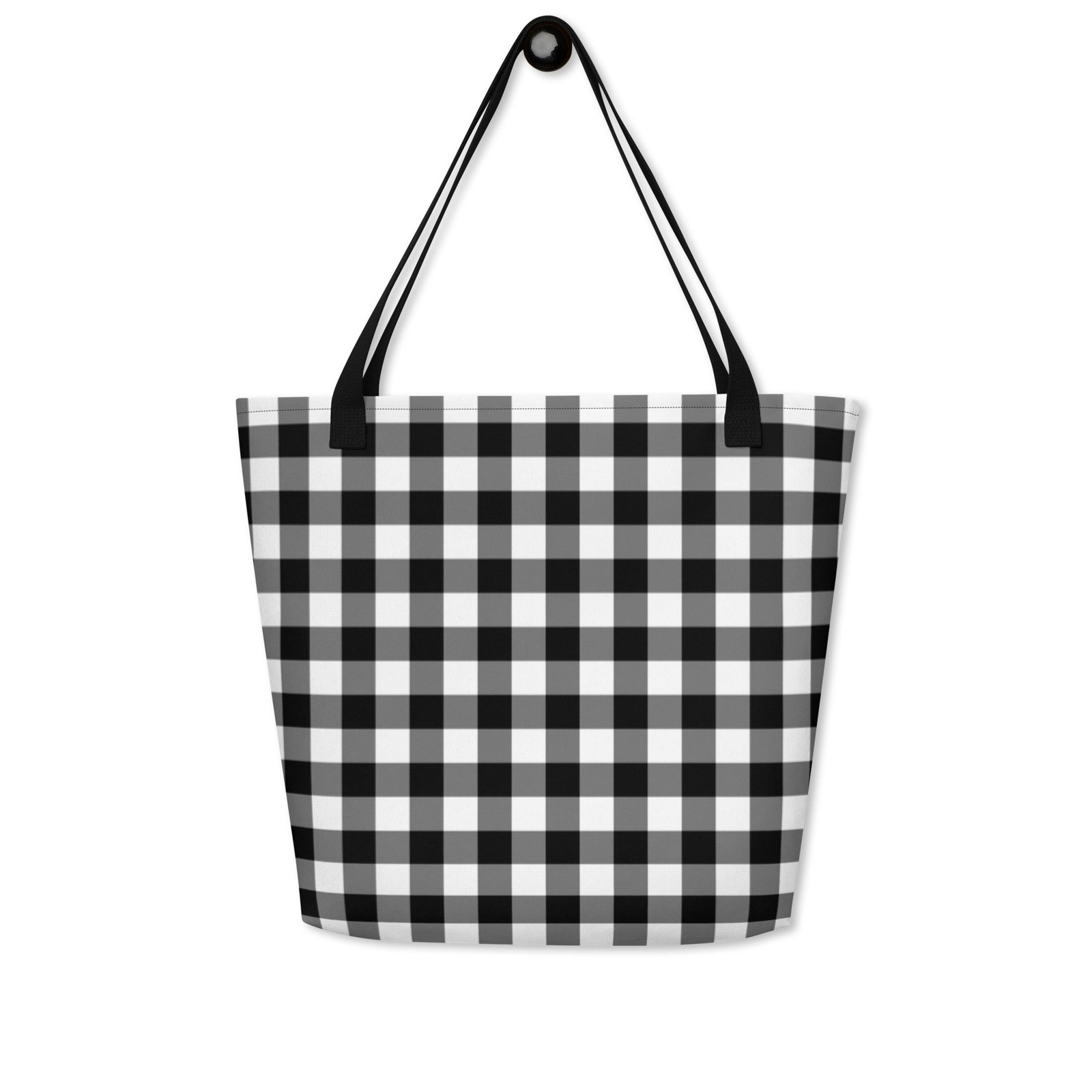Sunny Days Large Shopper Tote Bag in Black Gingham