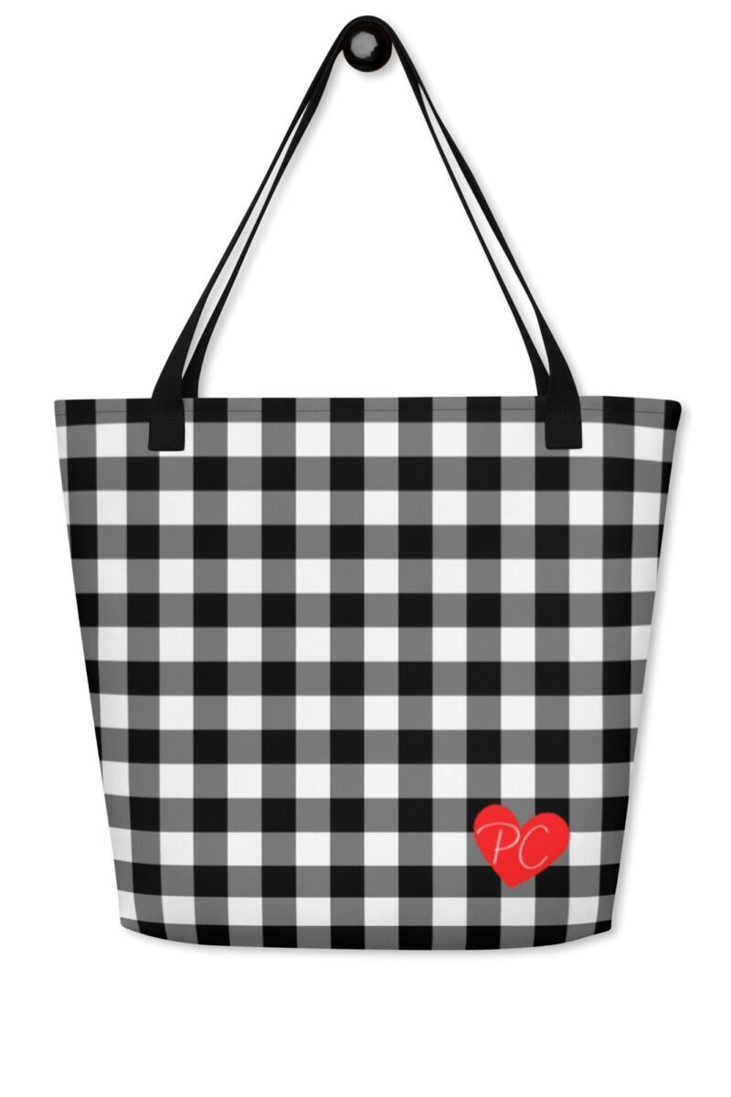 Sunny Days Large Shopper Tote Bag in Black Gingham