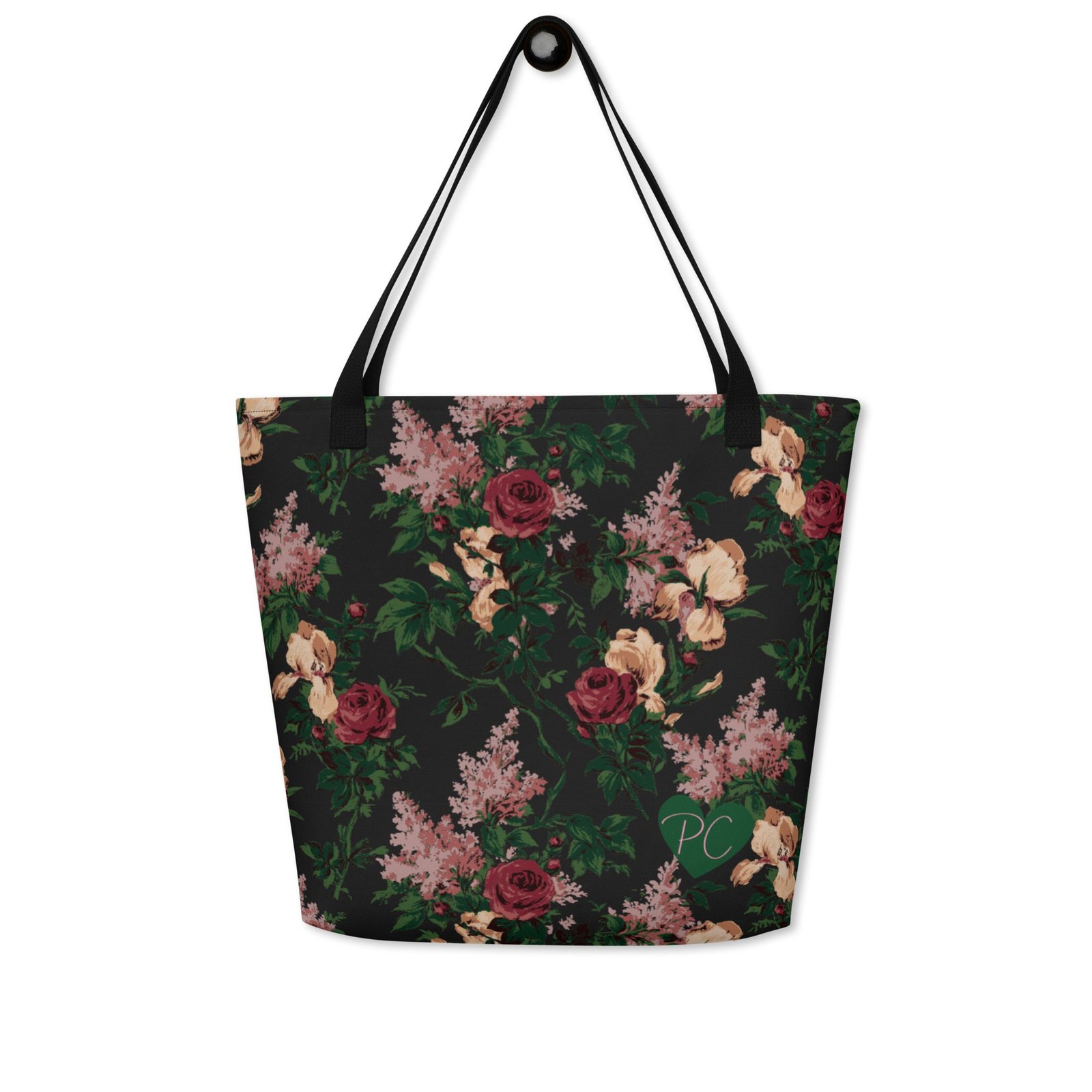 Bethany Oversized Tote Bag in Dark Bella Roses Print